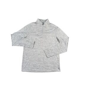 Gaiam Womens Gray Heathered Half Zip Pullover Thumb‎ Hole Athletic Top